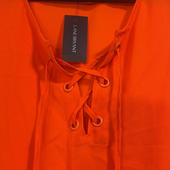 Lane Bryant Bright Orange Sleeveless Camisole Top with Lace-up Neckline - Picture 9 of 11